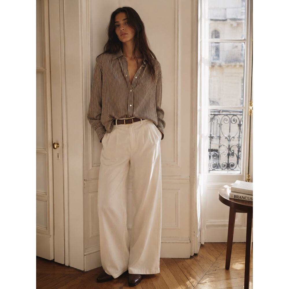 Nili Lotan Striped Silk Button up Top